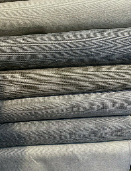 Native Herringbone Chenille Upholstery Fabric - Gray Slate Beige Herringbone, 56" Width (1 Yard)