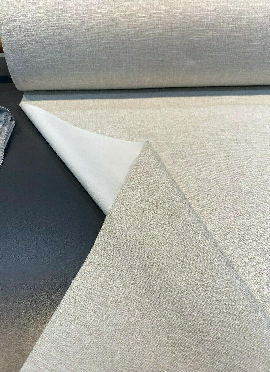 Motion Linen Blackout Polyester Fabric - Pebble Husk Cream, 55" Width (1 Yard)