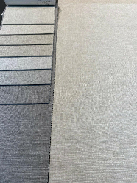 Motion Linen Blackout Polyester Fabric - Pebble Husk Cream, 55" Width (1 Yard)