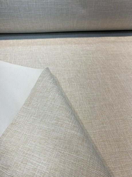 Motion Linen Blackout Polyester Fabric - Pebble Husk Cream, 55" Width (1 Yard)