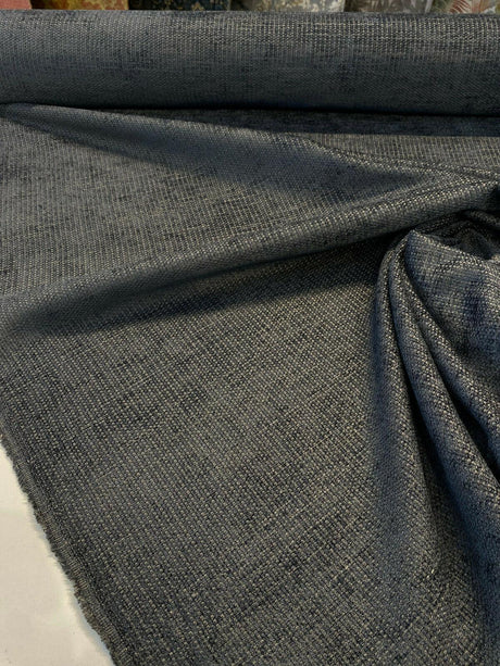 Etcetera Night Soft Chenille Upholstery Fabric - Ultra Marine Dark Blue Grey, 54" Width (1 Yard)