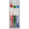 Icel Color Coded Serrated Steak Knife Set, 4" Blade - Set of 3