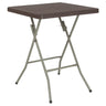 Emma and Oliver 1.95-Foot Square Rattan Plastic Folding Table