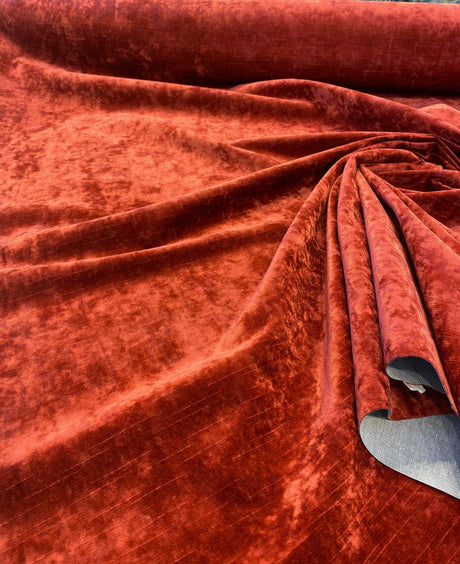 Newbury Velveteen Polyester Fabric - Ruby Red, Backed, 58" Width (1 Yard)