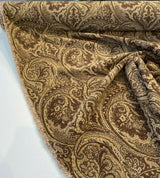 Swavelle Paisley Home Pecan Chutney Poly Chenille Fabric - Pecan Brown Gold Antique Gold Paisley, 57" Width (1 Yard)