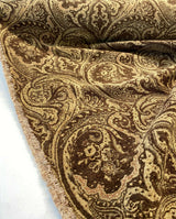 Swavelle Paisley Home Pecan Chutney Poly Chenille Fabric - Pecan Brown Gold Antique Gold Paisley, 57" Width (1 Yard)
