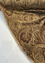 Swavelle Paisley Home Pecan Chutney Poly Chenille Fabric - Pecan Brown Gold Antique Gold Paisley, 57" Width (1 Yard)