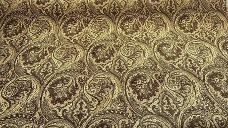 Swavelle Paisley Home Pecan Chutney Poly Chenille Fabric - Pecan Brown Gold Antique Gold Paisley, 57" Width (1 Yard)