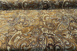 Fairchild Chenille Upholstery Fabric - Chocolate Teal Paisley, 57" Width (1 Yard)