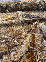 Fairchild Chenille Upholstery Fabric - Chocolate Teal Paisley, 57" Width (1 Yard)