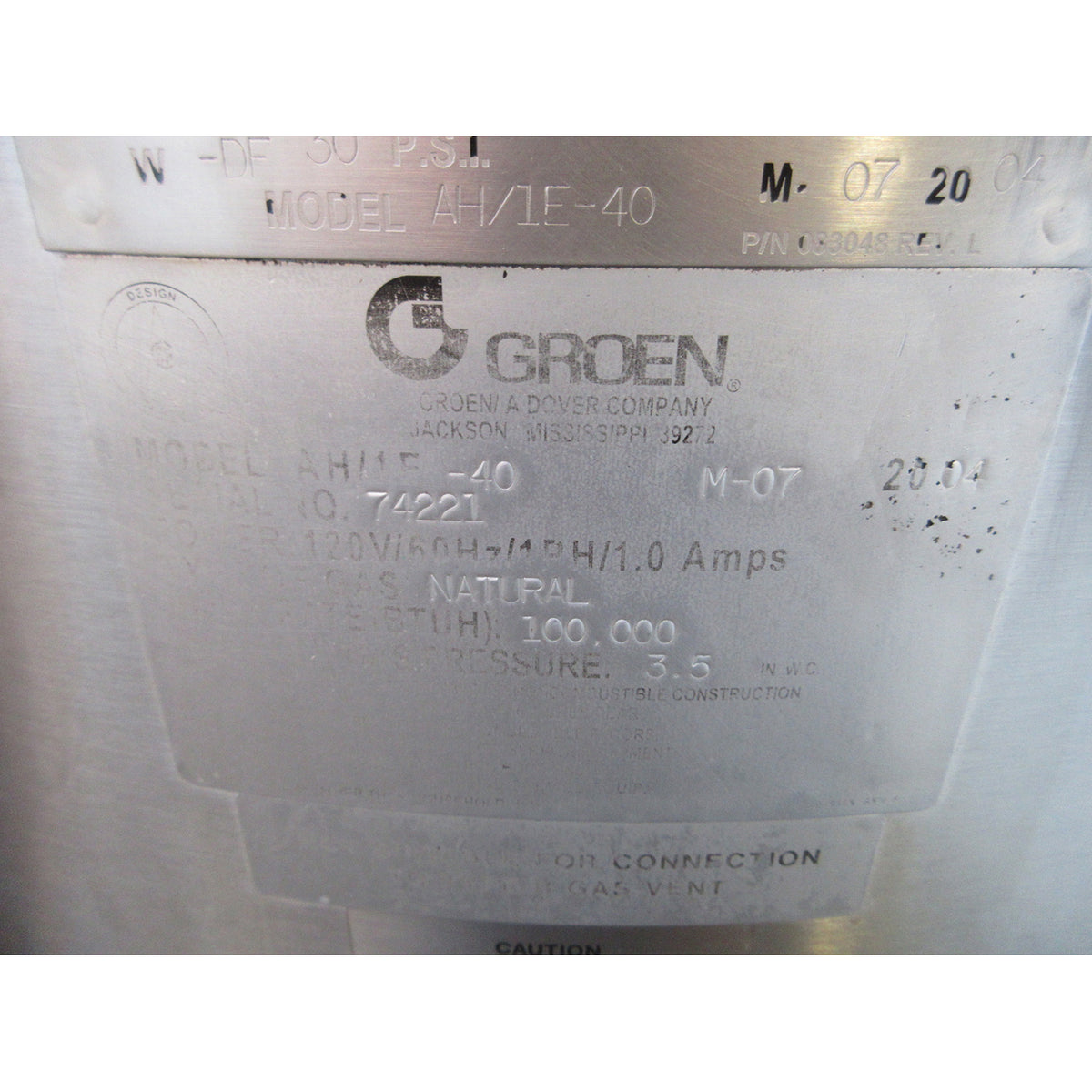 Groen AH-1E-40 Kettle 40 Gallon, Used Excellent Condition