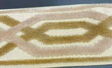 Fabricut Velvet Embroidery Trim Tape - Beige, Gold Off White / Ivory, 3.5" Width (1 Yard)