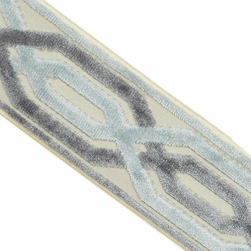 Opal Viscose Polyester Trim Tape Fabric - Light Blue, Grey, Taupe/Tan, 3.50" Width (1 Yard)
