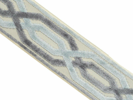 Opal Viscose Polyester Trim Tape Fabric - Light Blue, Grey, Taupe/Tan, 3.50" Width (1 Yard)