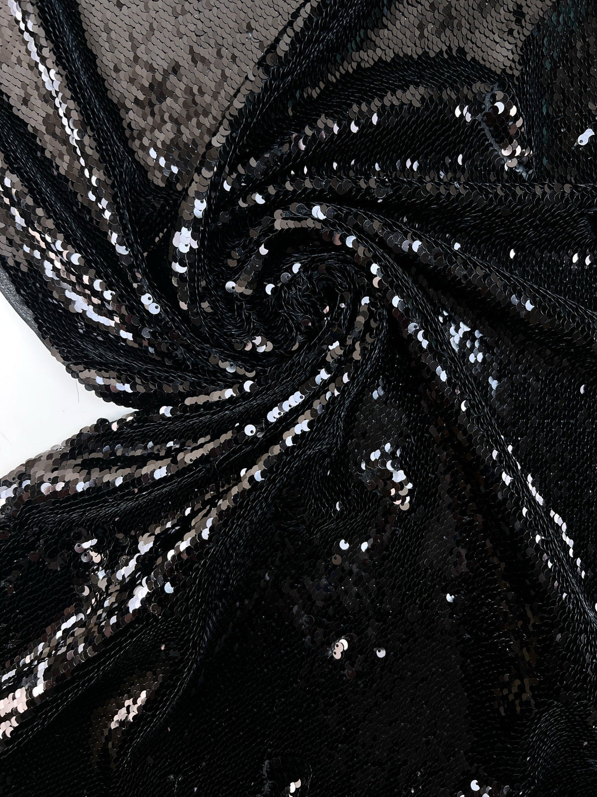 Black Polyamide Crepe Sequins