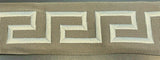 Embroidery Charcoal Greek Key Trim Tape - Silver Embroidery On Charcoal Base, 2.1" Width (1 Yard)