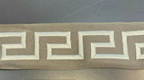 Embroidery Charcoal Greek Key Trim Tape - Silver Embroidery On Charcoal Base, 2.1" Width (1 Yard)