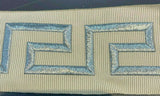 Embroidery Ivory Silver Greek Key Trim Tape - Ivory With Silver Embroidery, 2.1" Width (1 Yard)