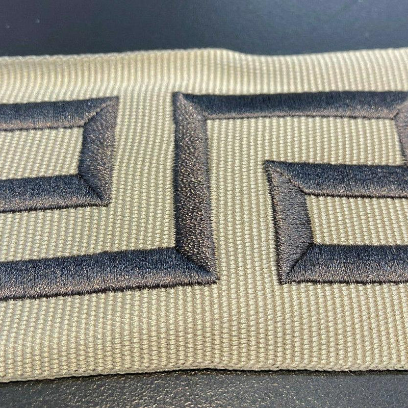 Embroidery Taupe Gray Greek Key Trim Tape - Taupe And Beige Greek Key, 2.1" Width (1 Yard)