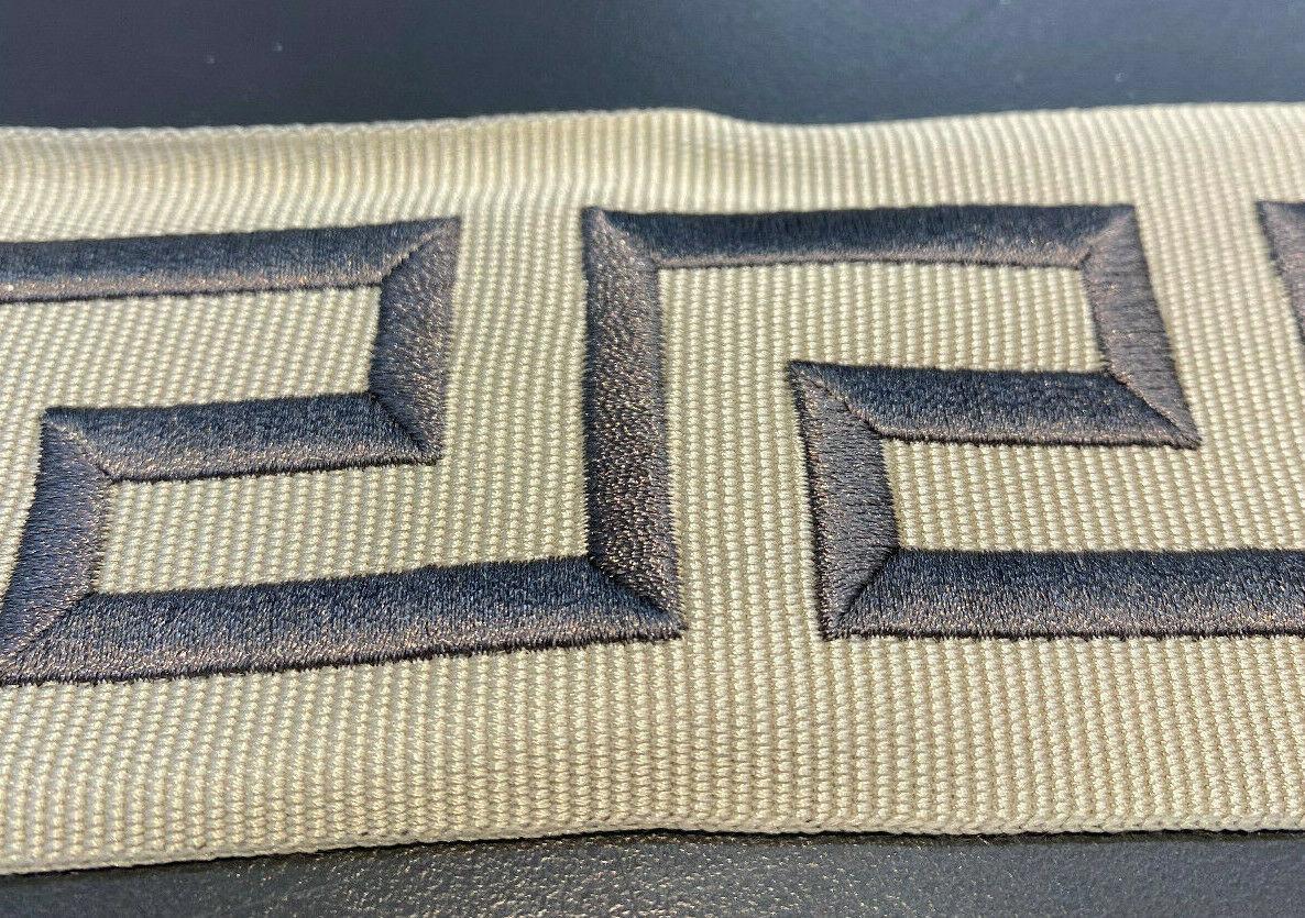 Embroidery Taupe Gray Greek Key Trim Tape - Taupe And Beige Greek Key, 2.1" Width (1 Yard)