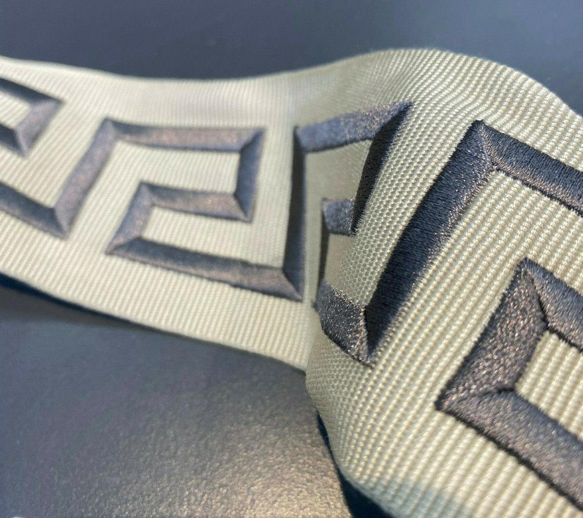 Embroidery Taupe Gray Greek Key Trim Tape - Taupe And Beige Greek Key, 2.1" Width (1 Yard)