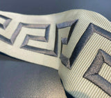 Embroidery Taupe Gray Greek Key Trim Tape - Taupe And Beige Greek Key, 2.1" Width (1 Yard)