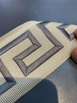 Embroidery Taupe Gray Greek Key Trim Tape - Taupe And Beige Greek Key, 2.1" Width (1 Yard)