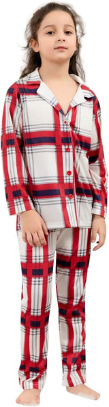 Christmas Outfits Checkered Open Button Pajamas Sets