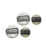 24L (15mm / 5/8") Ivory Pearl Shell Buttons Starburst Silver Center Shank Style Craft Button