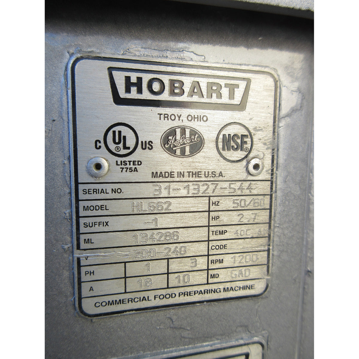Hobart Legacy HL662 60 Qt Pizza Mixer, Used Excellent Condition