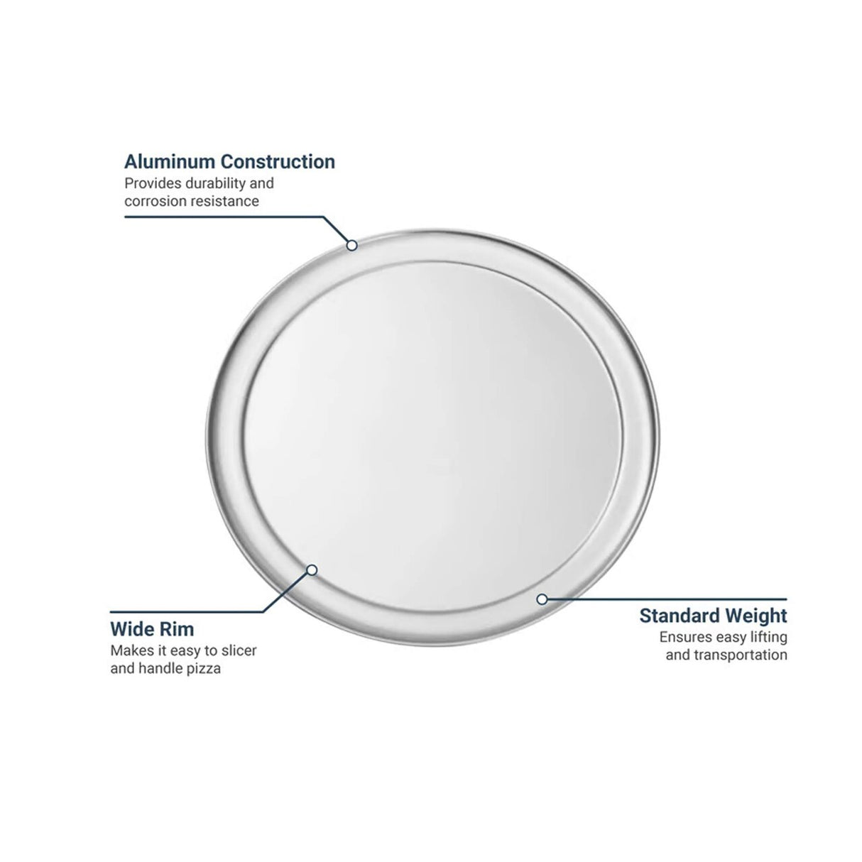 Wide Rim Aluminum Pizza Pan Round Solid 18 Inch