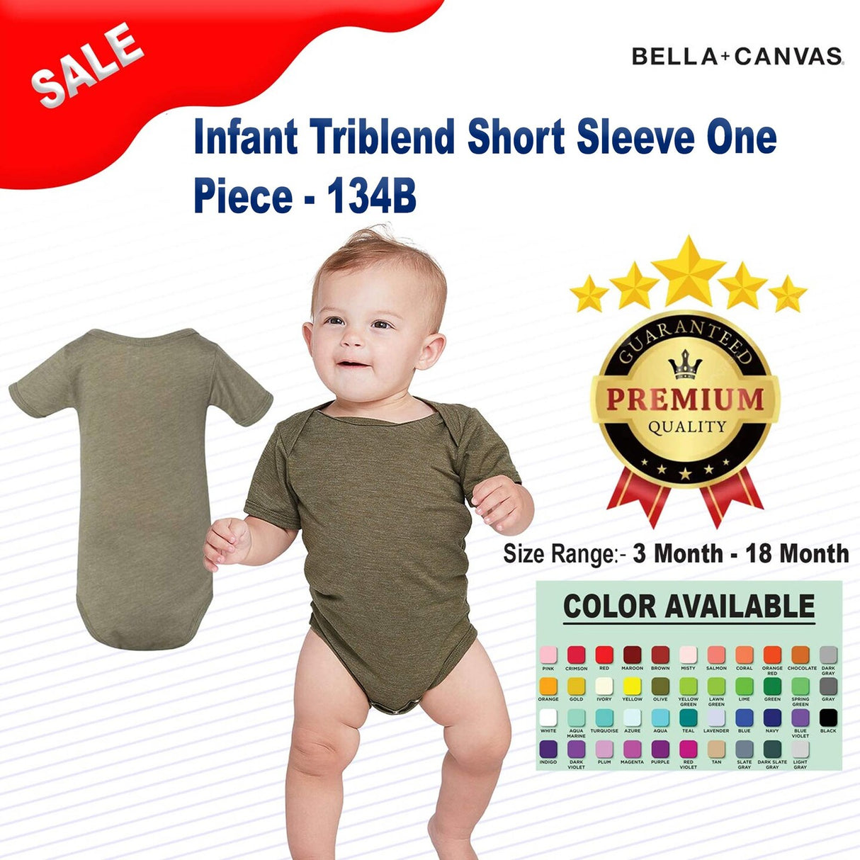 Bella + Canvas® Infant Triblend Short Sleeve One Piece - 134B
