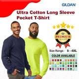 Gildan® Ultra Cotton Long Sleeve Crewneck Pocket T-Shirt - 2410