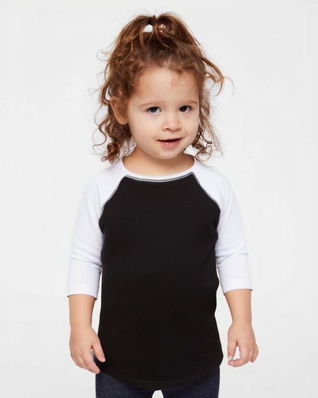 Rabbit Skins® Toddler Baseball Fine Jersey Three Quarter Sleeve Tee - 3330