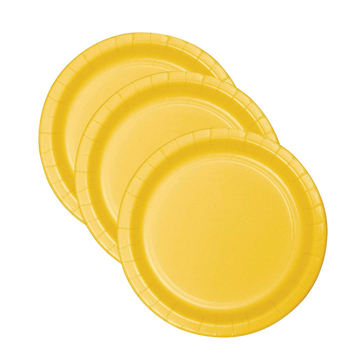 7" School Bus Yellow Round Paper Dessert Plates – 24 Count