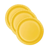 7" School Bus Yellow Round Paper Dessert Plates – 24 Count