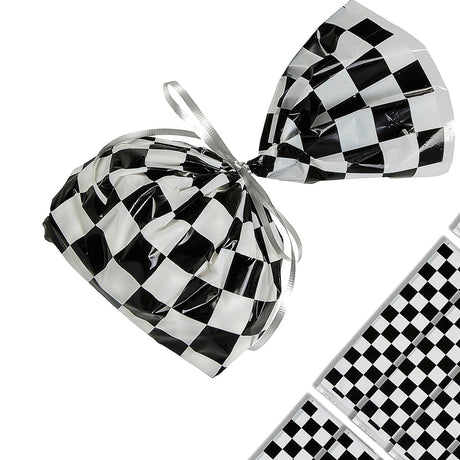 5" x 11 1/2" Black and White Checkered Cellophane Bags - 12 Pc.