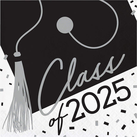 Creative Converting School Spirit White Class of 2025 Paper Dinner Napkins – 108 Count
