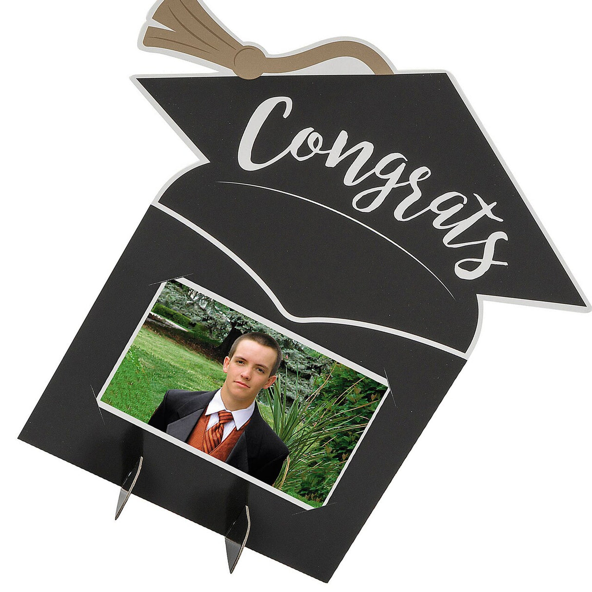 Congrats Grad Mortarboard Photo Frame Centerpiece – 11.5" x 12"