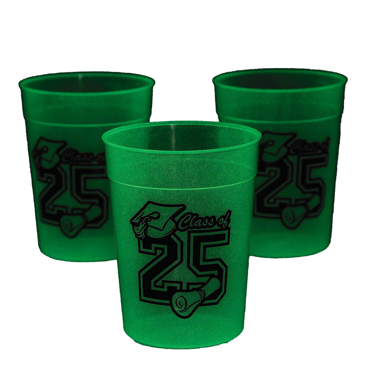8 oz Class of 2025 Glow-in-the-Dark Disposable Plastic Cups – 12 Pack