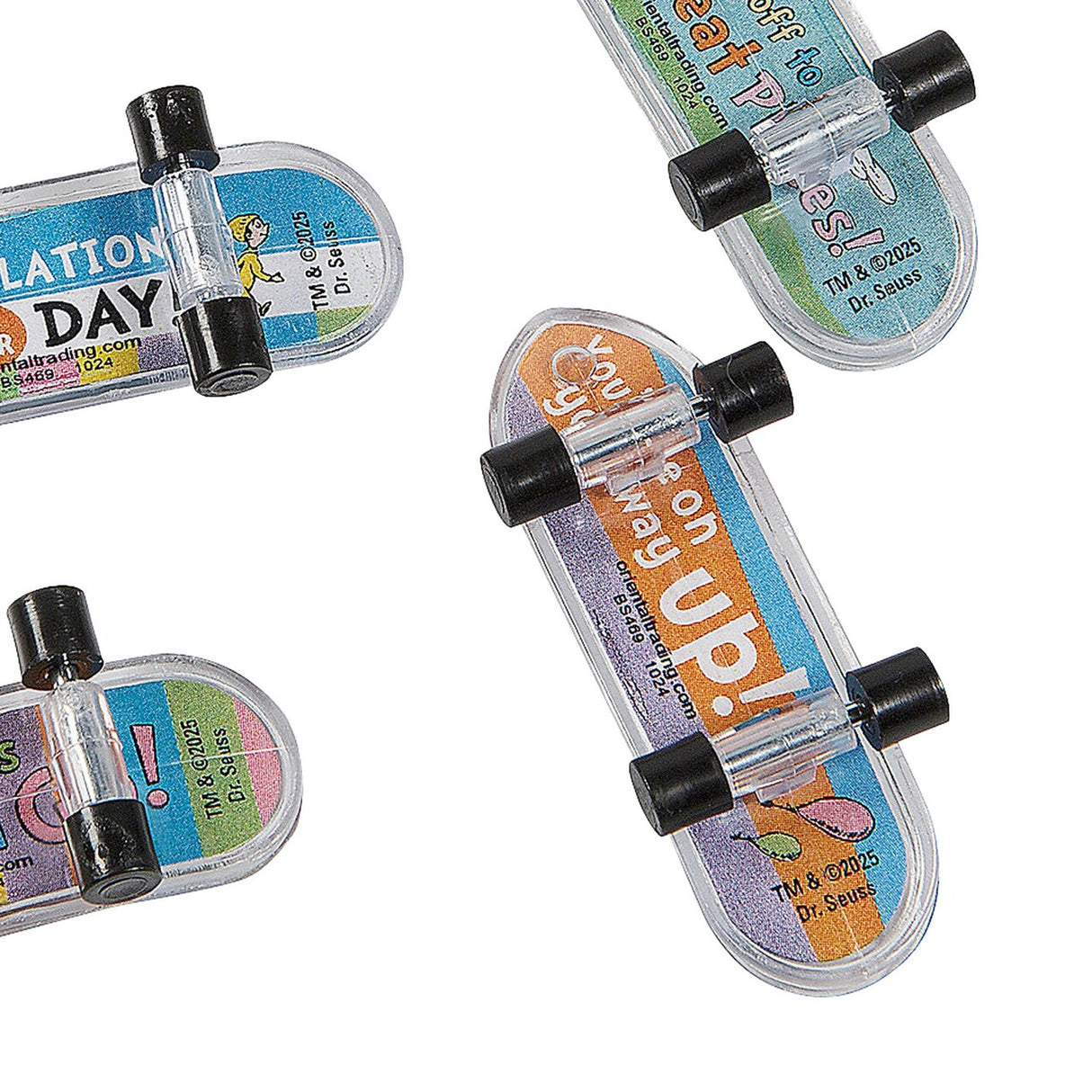 2" x 1/2" Mini Dr. Seuss Oh, the Places You’ll Go Skateboards – 36ct
