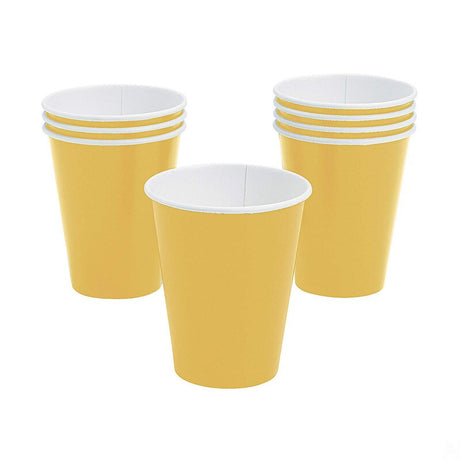 9 oz School Bus Yellow Paper Party Cups – 24 Count Disposable Set
