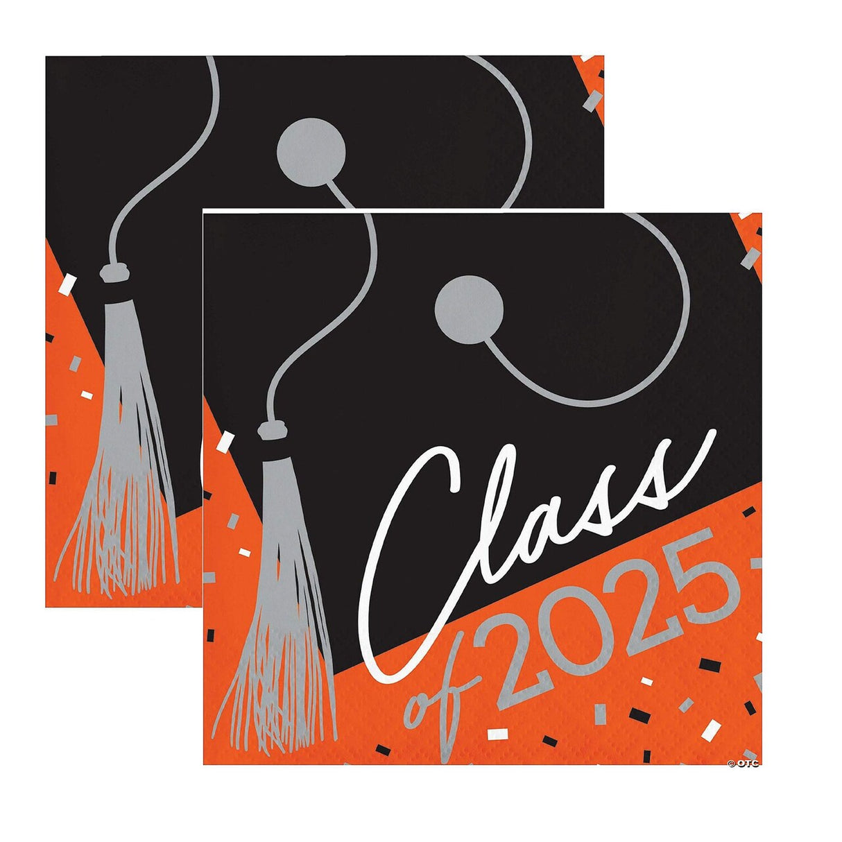Class of 2025 Orange Graduation Beverage Napkins – 108 Count | School Spirit Collection