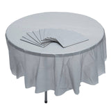 6 Ft. 10" Bulk 12ct Silver Round Disposable Plastic Tablecloths