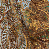 Beaded Sequined Floral Lace Fabric 52" Wide