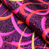 Wild Confetti Nylon Spandex Fabric - Multicolor Rainbow Crescent Print, 58-60" Width (1 Yard)