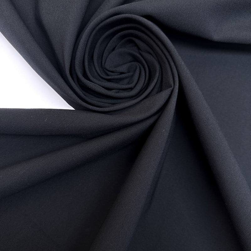 Black Cotton Polyester Elastane Woven