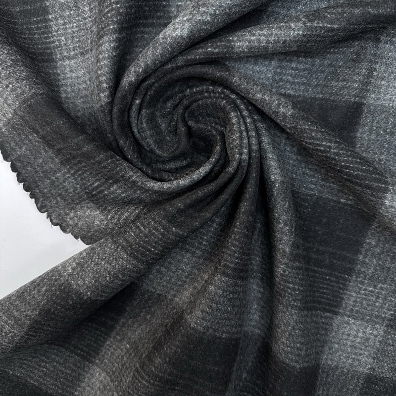 Wool Checked Melange Fabric