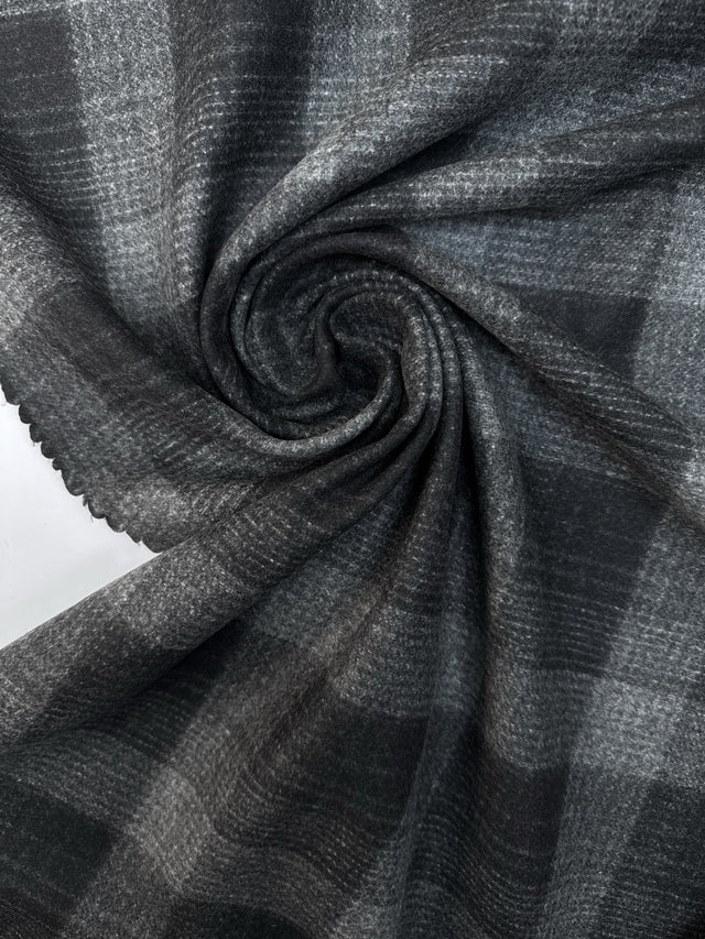 Wool Checked Melange Fabric
