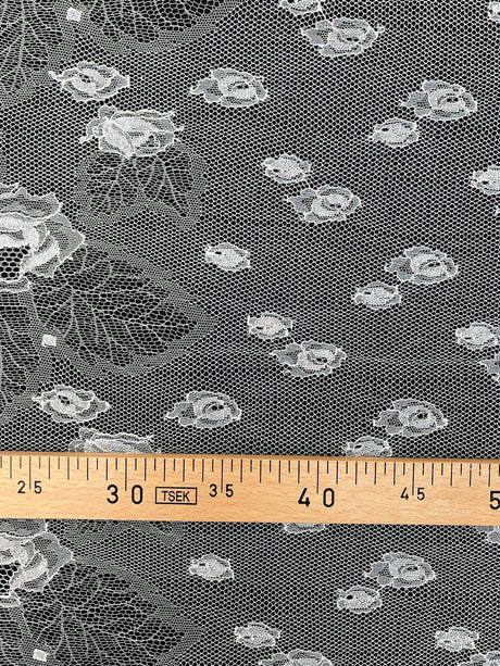 Viscose Cotton Lace Floral White